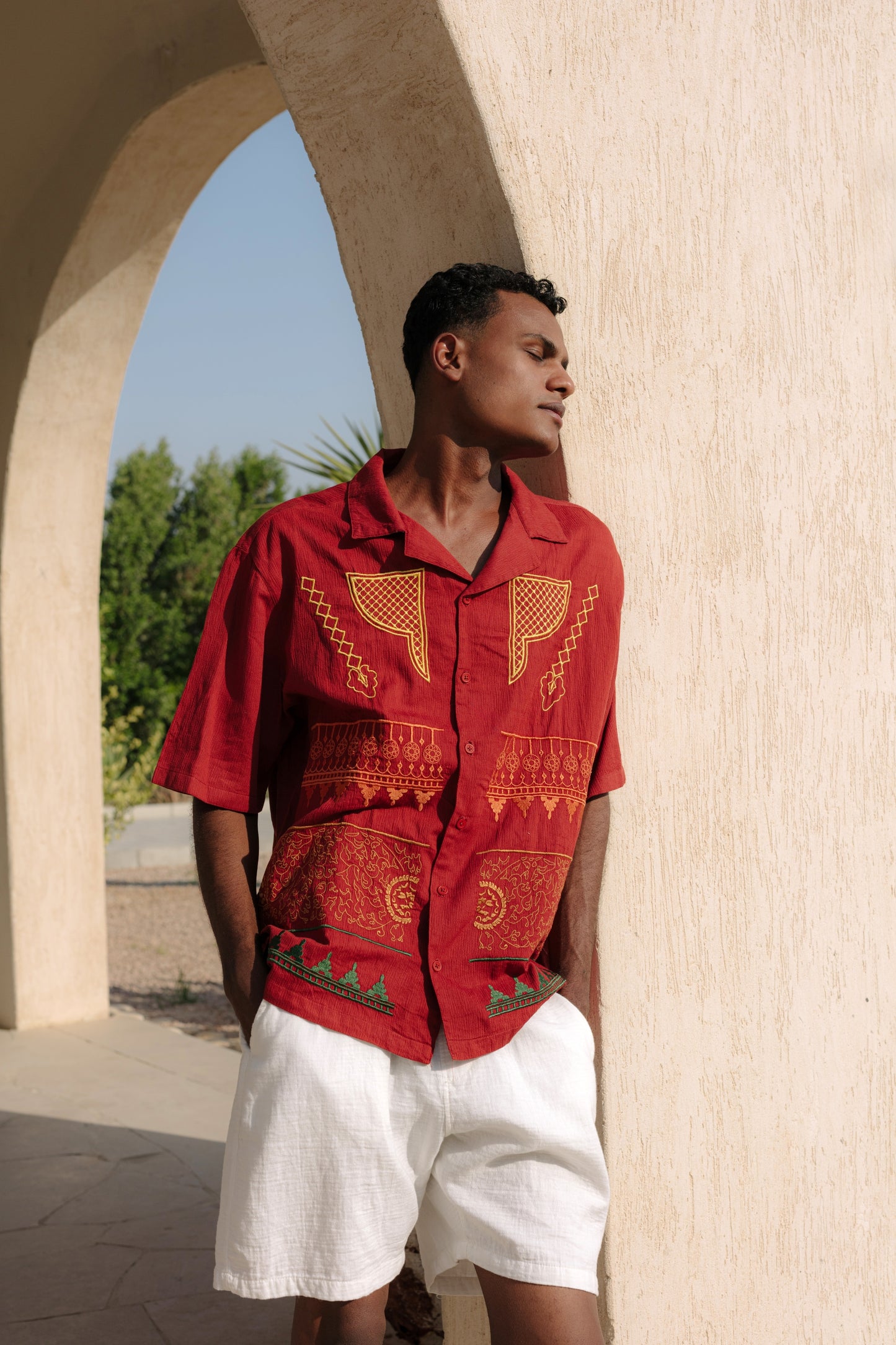 Maroon Nubian Button-up