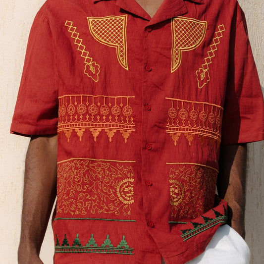 Maroon Nubian Button-up