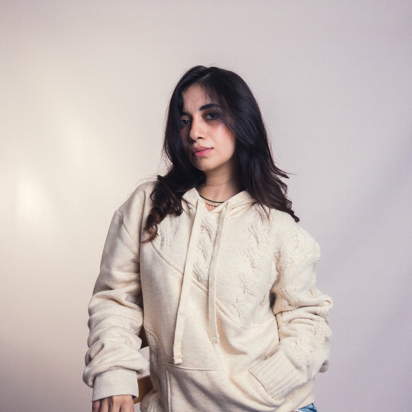 Mixed Fabric Hoodie