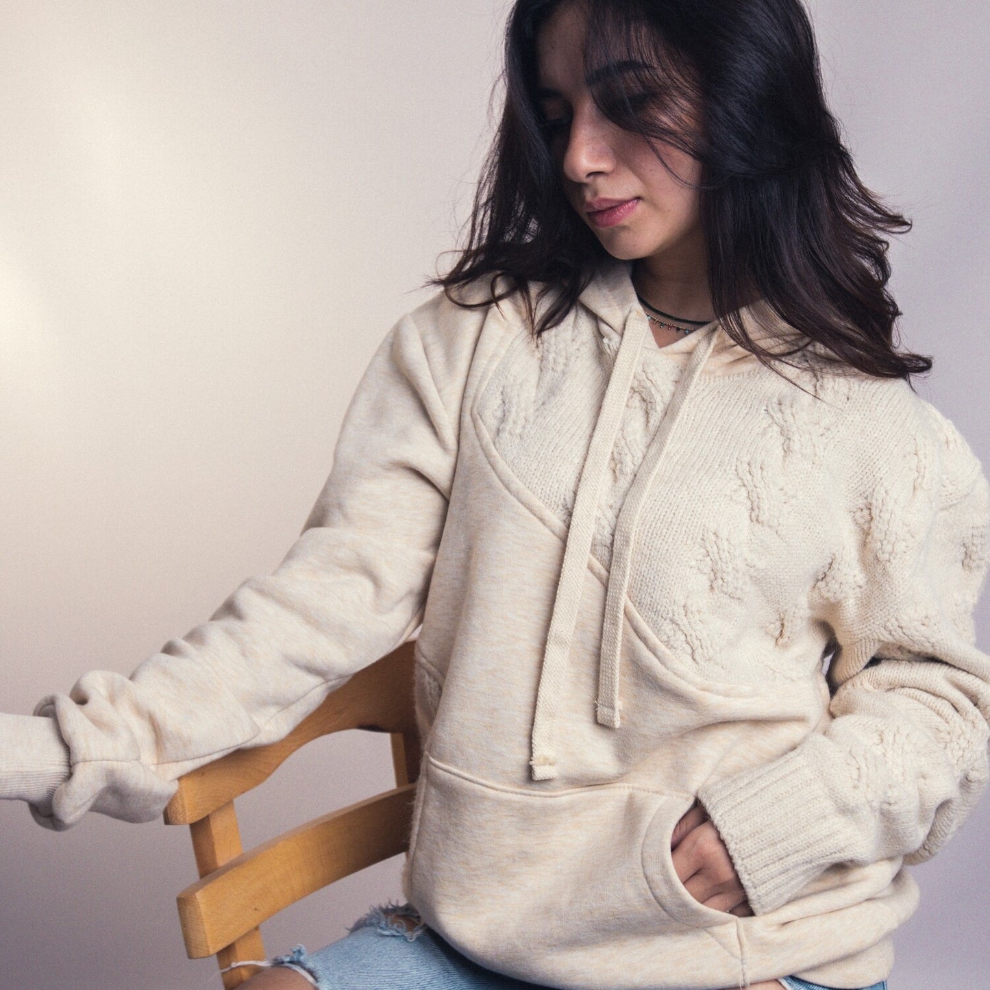 Mixed Fabric Hoodie