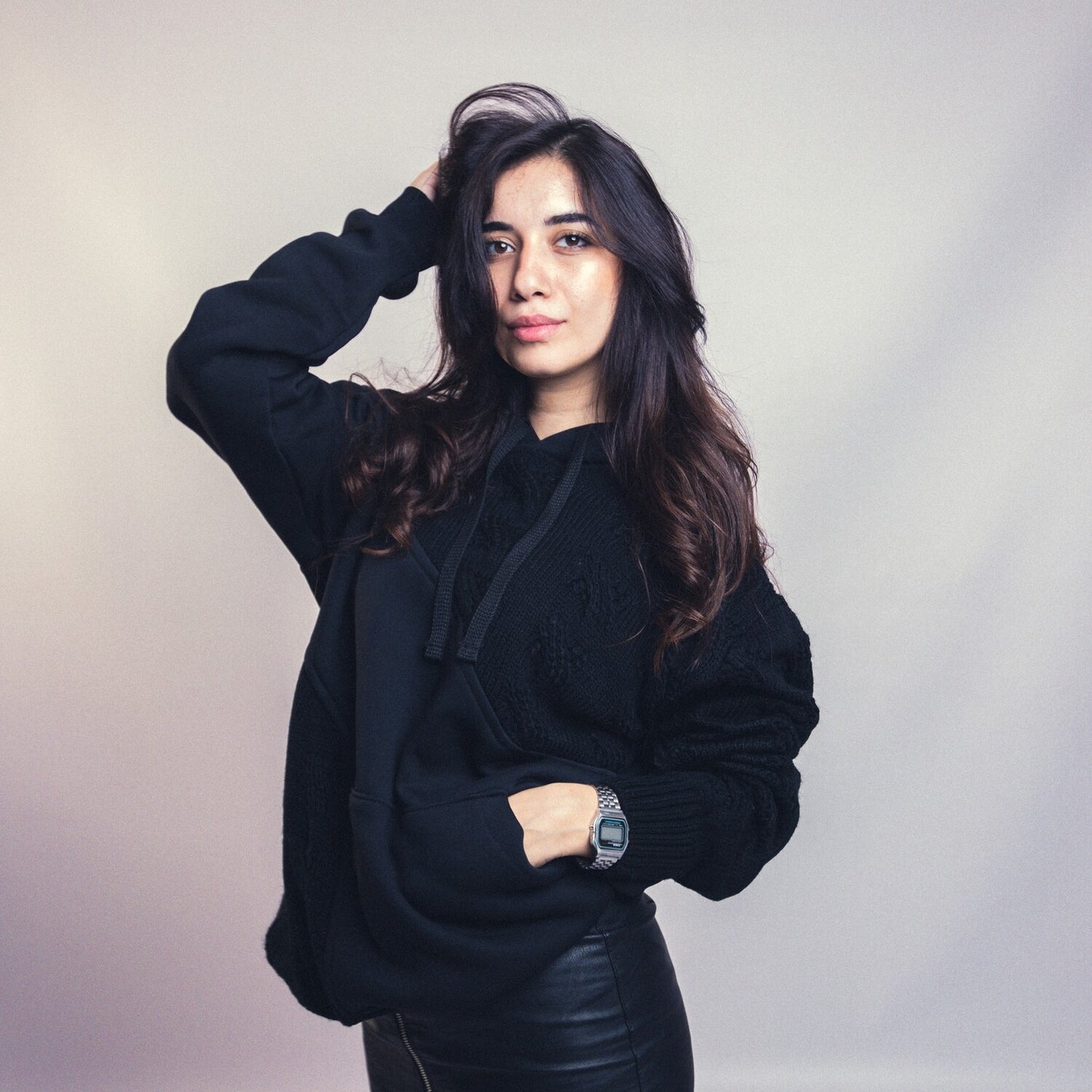 Mixed Fabric Hoodie
