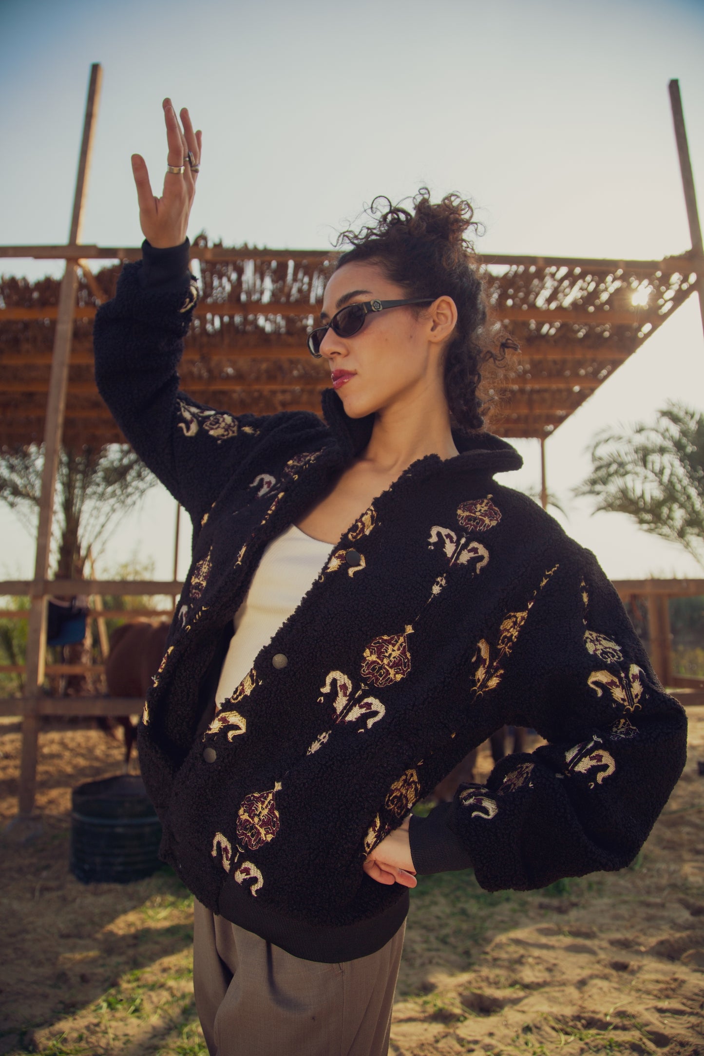 Black Jacket Arabia Royalty detail - Arabia Royalty embroidered pattern