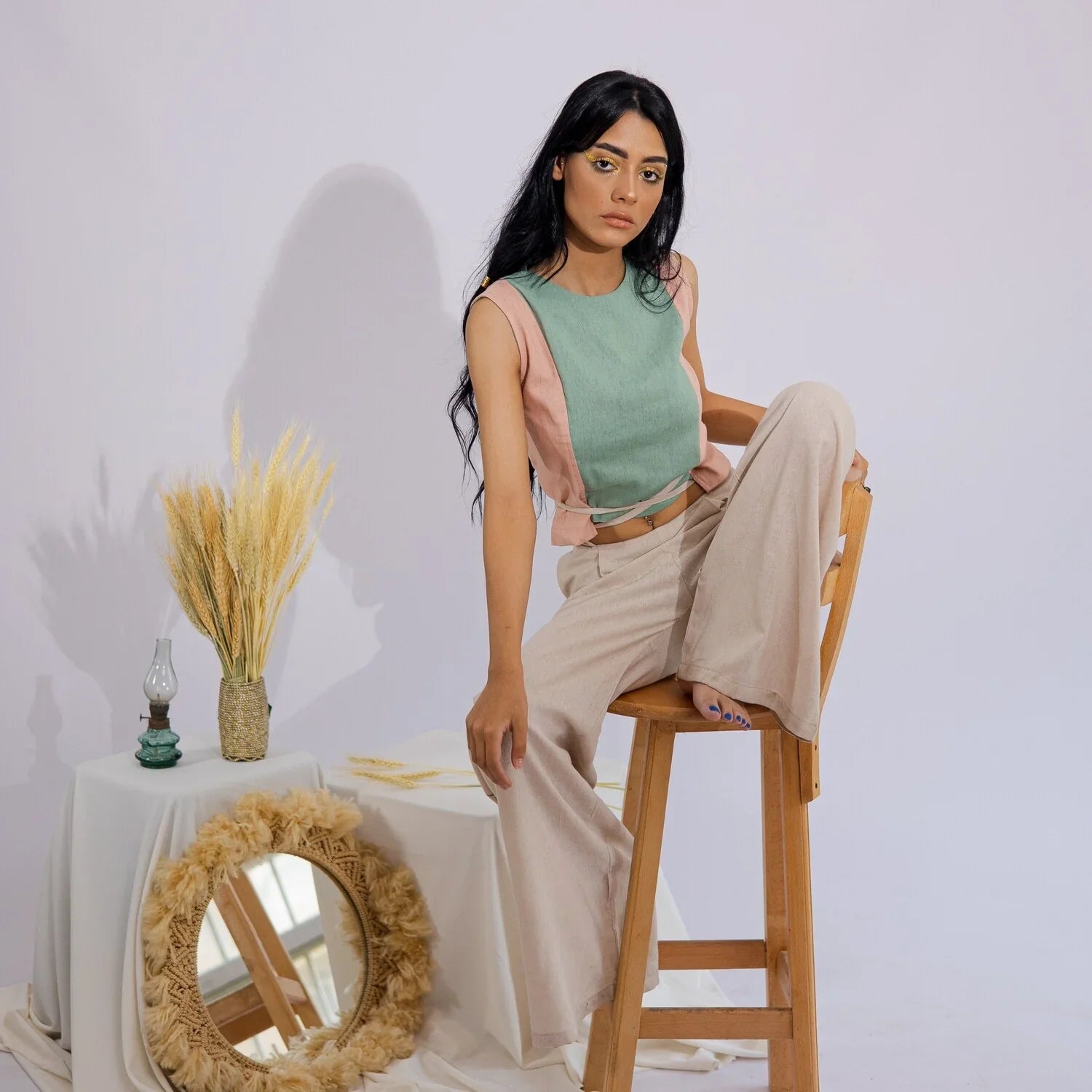 Women's Top (Beige/Mint Green) – Wrth | ورث