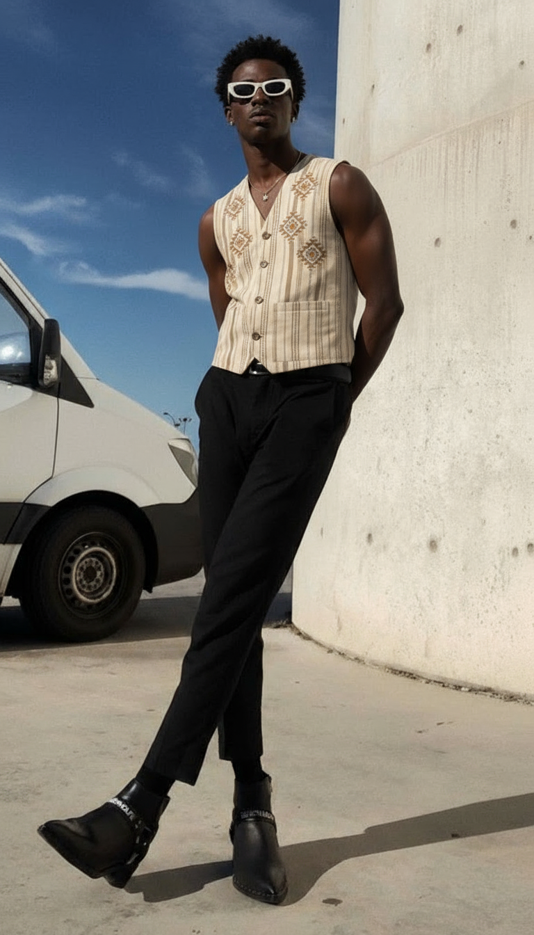 Nubian Vest - Embroidered Heritage Sleeveless Jacket