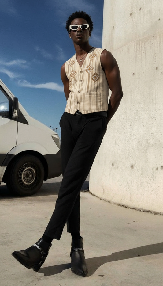 Nubian Vest - Embroidered Heritage Sleeveless Jacket