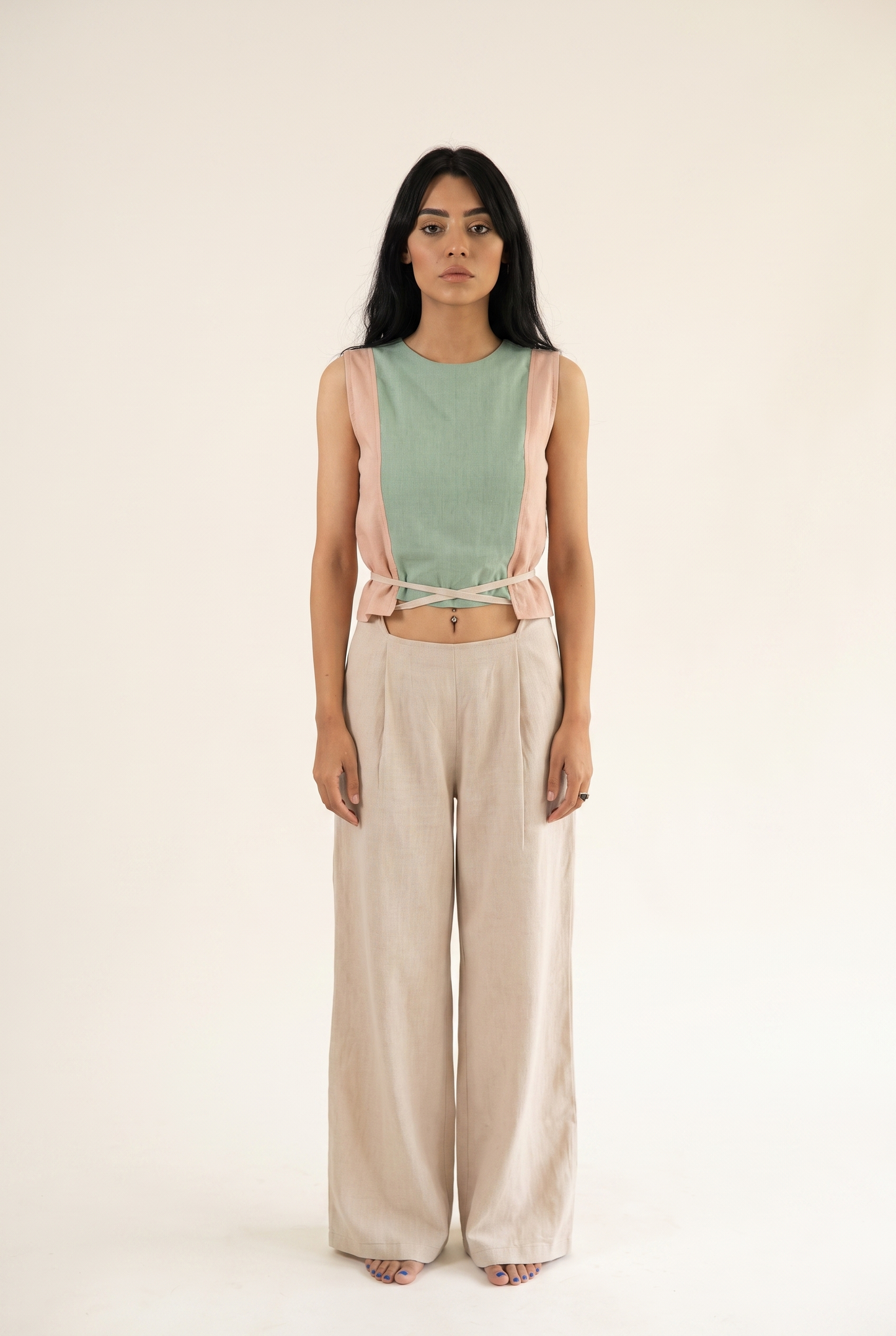 Women's Top (Beige/Mint Green)