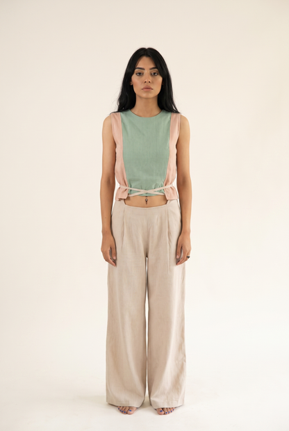 Women's Top (Beige/Mint Green)