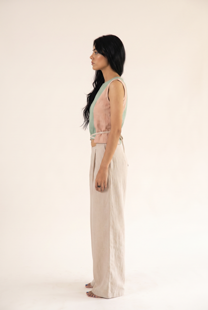 Women's Top (Beige/Mint Green)