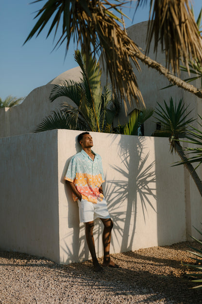 Blue Flow Button-up - Vibrant Draped Shirt