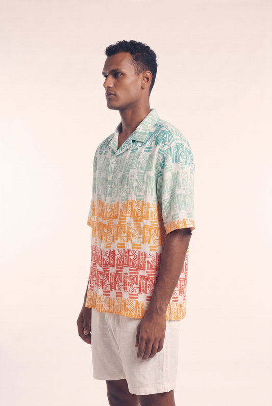 Blue Flow Button-up - Vibrant Draped Shirt