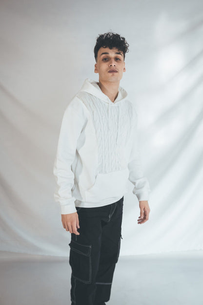 Braided White Hoodie
