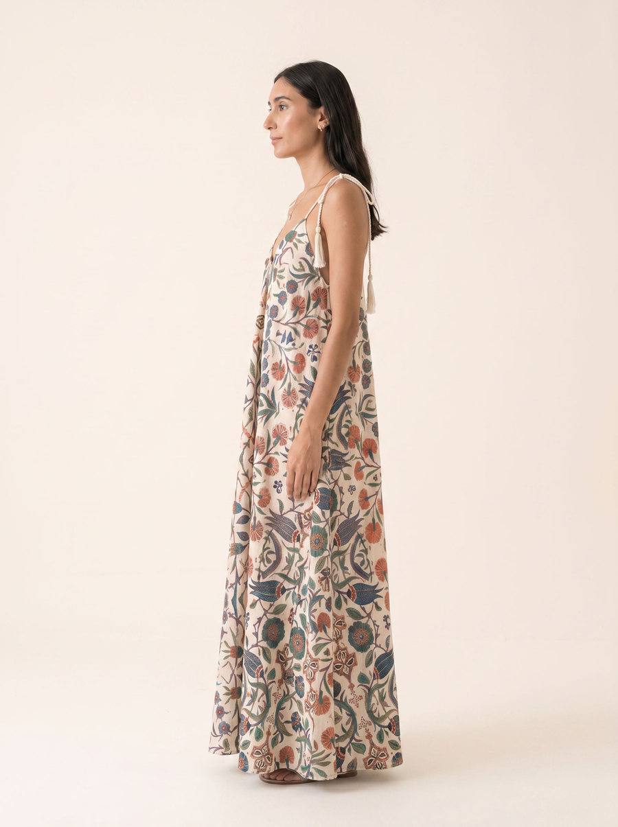 Floral patterned summer dress, side view