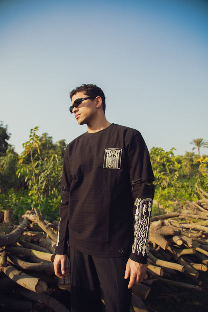 Gold Sleeves detachable sleeve shirt - golden Islamic-inspired embroidery detail