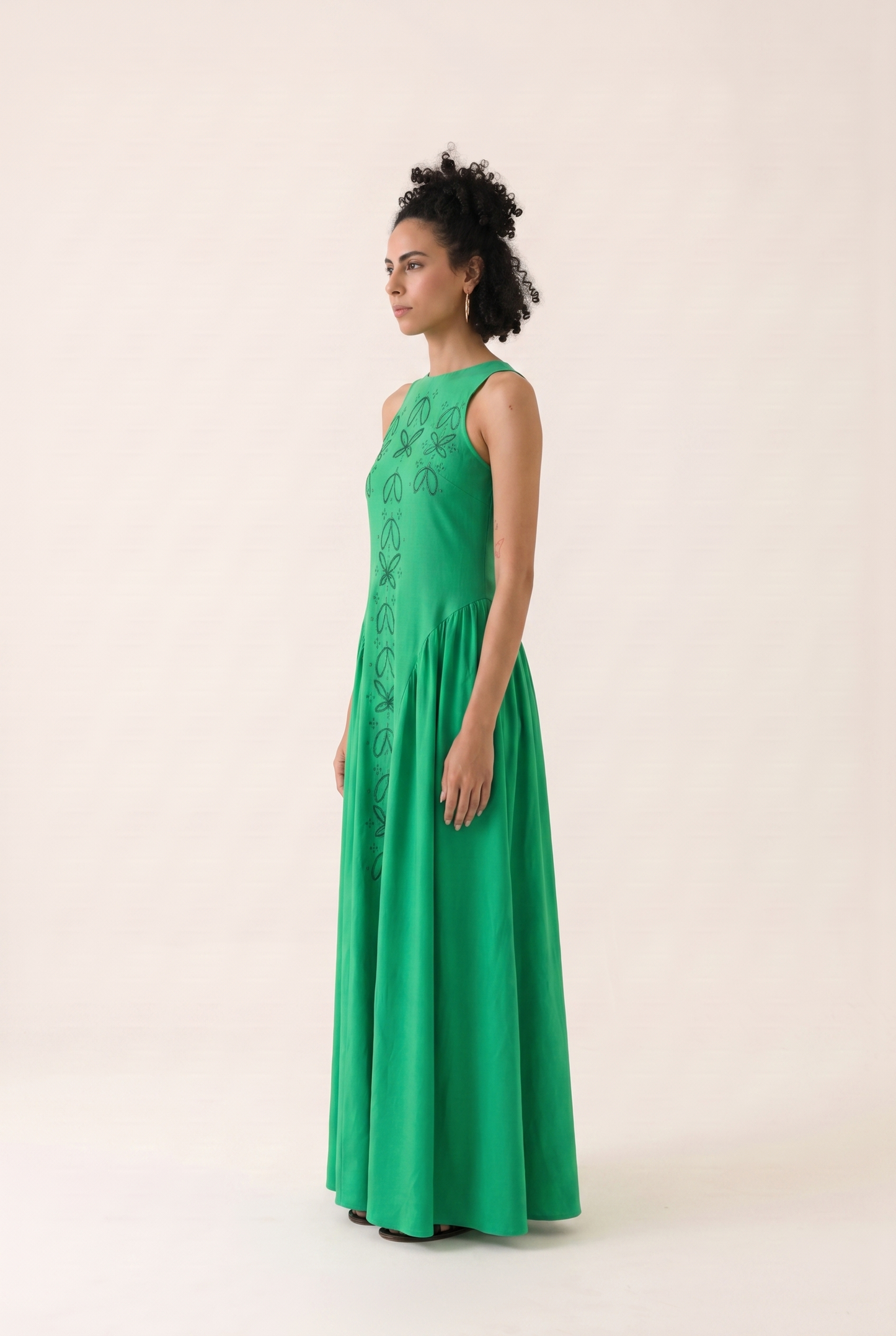 Green Branch Dress - Nature-Inspired Maxi Dress