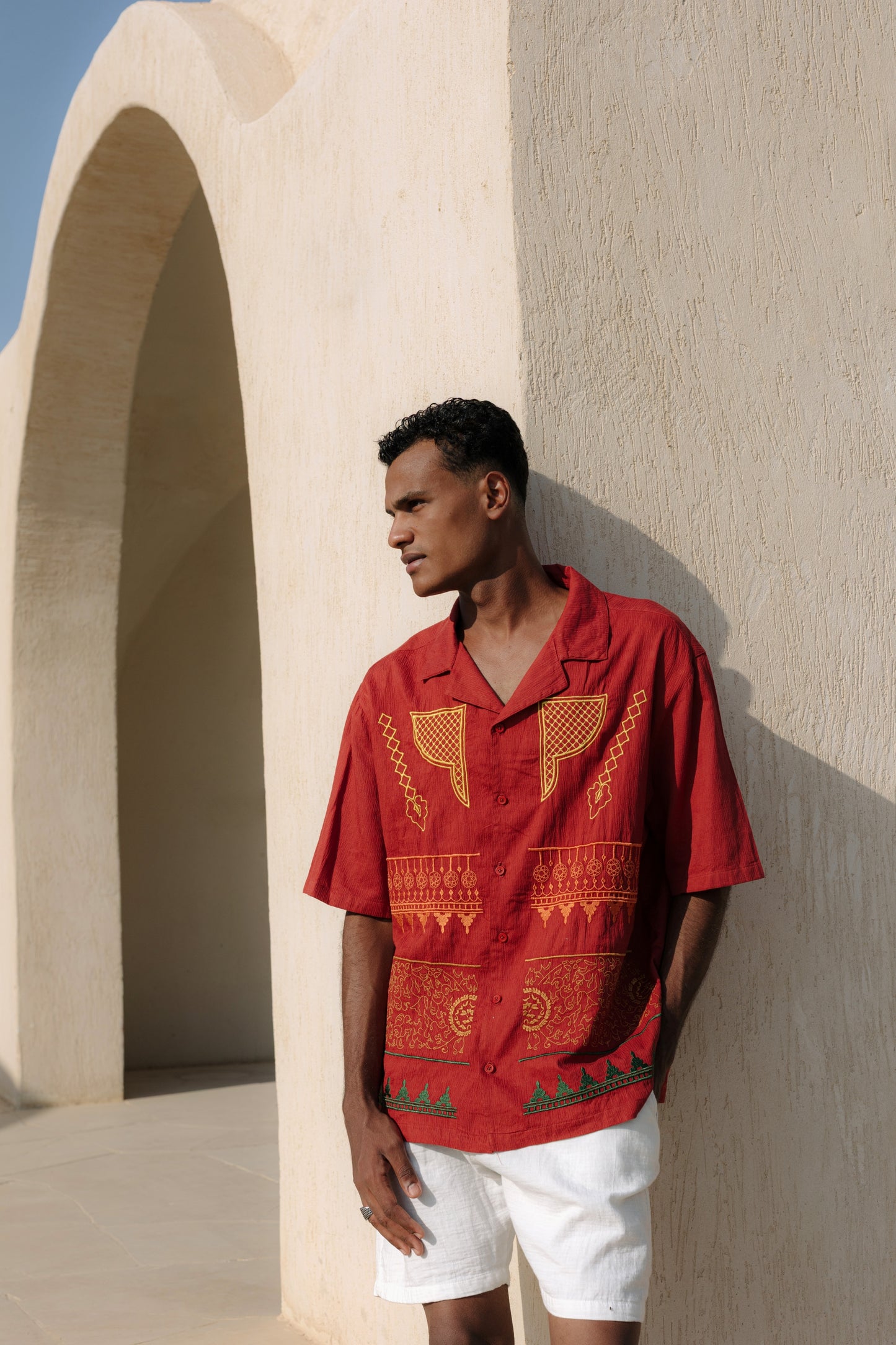 Maroon Nubian Button-up