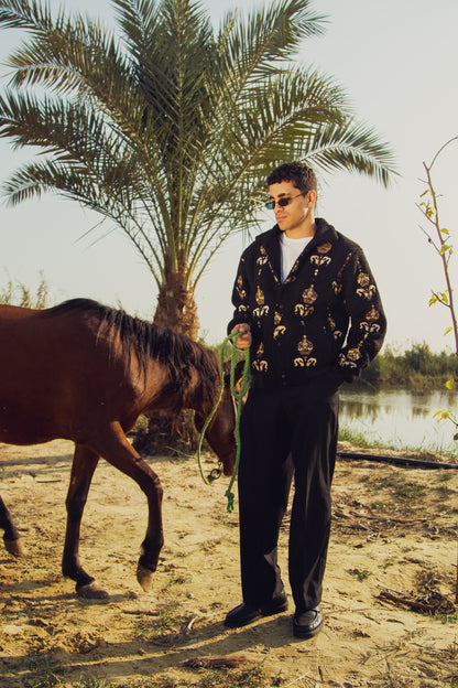Black Jacket Arabia Royalty - men's unisex fleece with cultural design