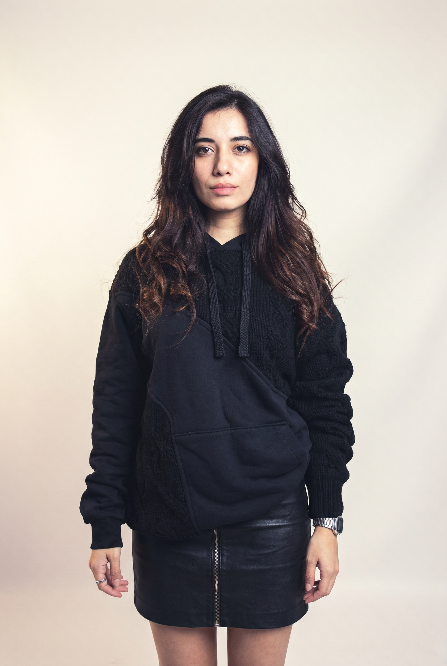 Mixed Fabric Hoodie