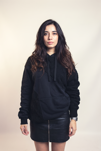 Mixed Fabric Hoodie
