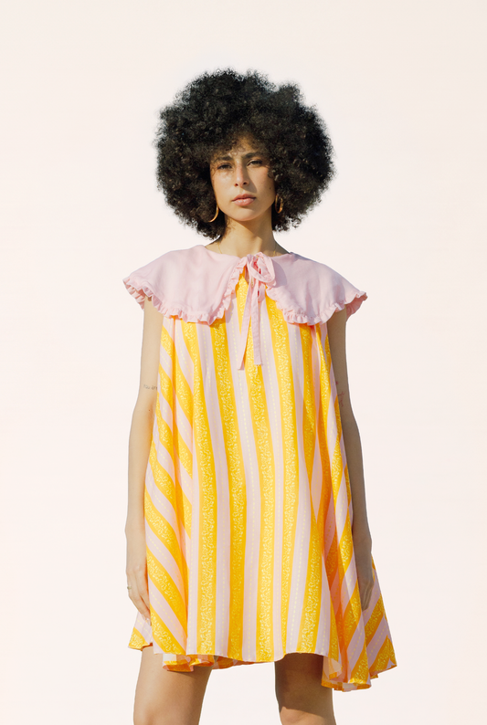 Orange Dune Dress - Desert-Inspired Pleated Midi Dress