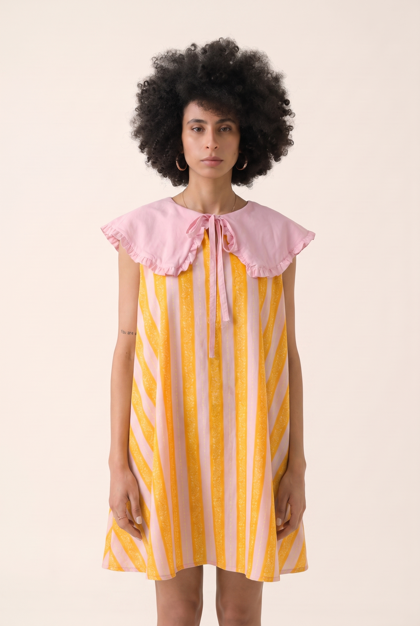 Orange Dune Dress - Desert-Inspired Pleated Midi Dress