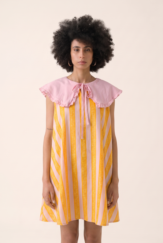 Orange Dune Dress - Desert-Inspired Pleated Midi Dress