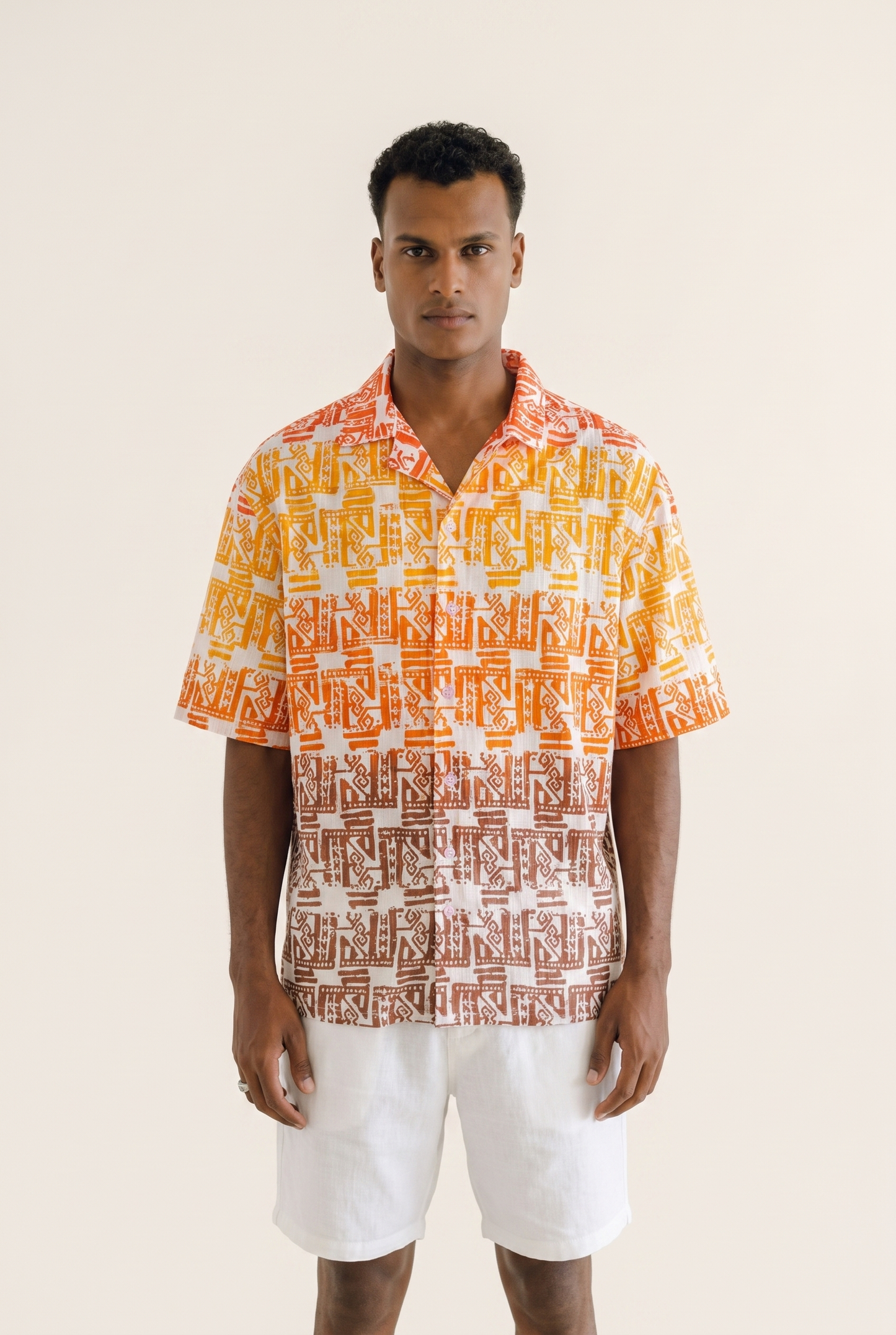 Orange Flow Button-up - Vibrant Draped Shirt