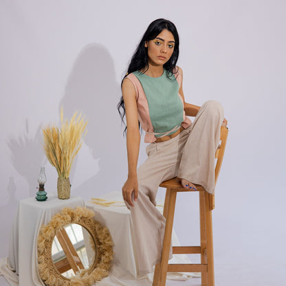 Women's Top (Beige/Mint Green)