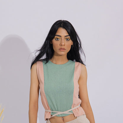 Women's Top (Beige/Mint Green)