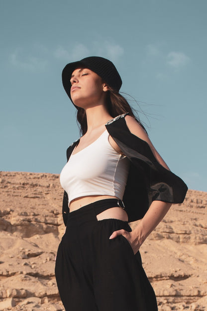 Women's Embroidered Vest (Black)