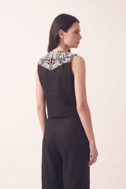 Women's Embroidered Vest (Black)