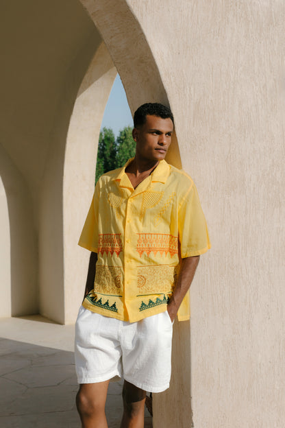 Yellow Nubian Button-up styling - smart-casual heritage shirt with bold color